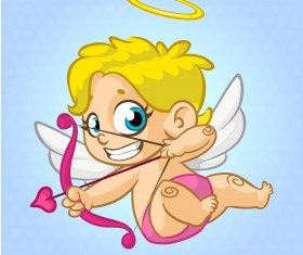 Cartoon cupid with bow vectors set 03
