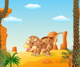 Cartoon dinosaurs with natural landscape vector 11