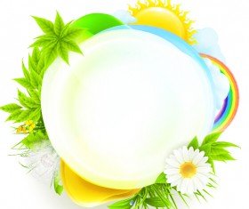 Cartoon sun with spring vector background 02