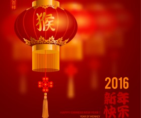 Chinese new year background with red lantern vector 03