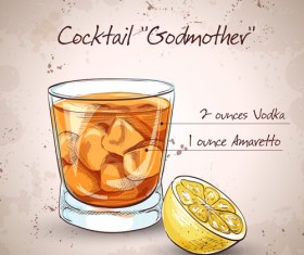 Cocktail poster hand drawing vectors 02