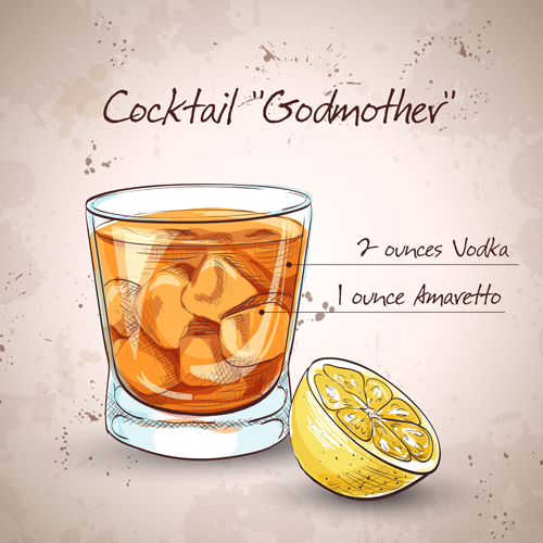 Cocktail poster hand drawing vectors 02