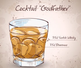Cocktail poster hand drawing vectors 03