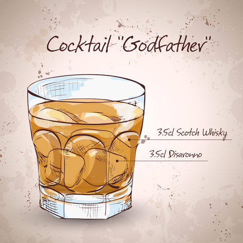 Cocktail poster hand drawing vectors 03