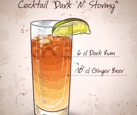 Cocktail poster hand drawing vectors 04