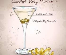 Cocktail poster hand drawing vectors 05