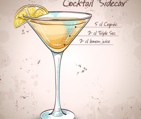 Cocktail poster hand drawing vectors 09