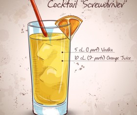 Cocktail poster hand drawing vectors 10
