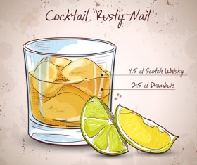 Cocktail poster hand drawing vectors 11