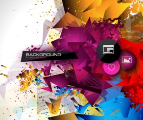 Colored geometric shapes with abstract background vector 02