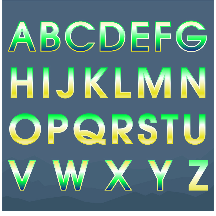 Colored gradients alphabets vector 01