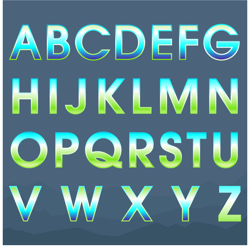 Colored gradients alphabets vector 02