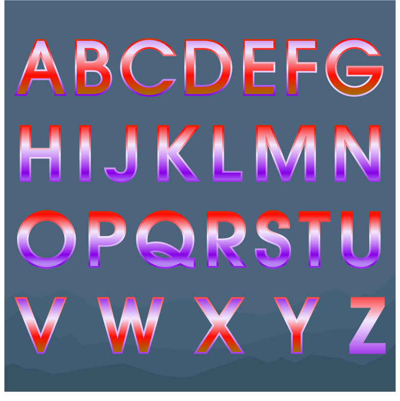Colored gradients alphabets vector 03