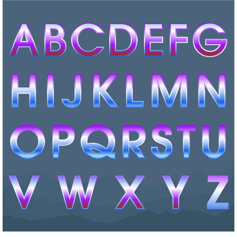 Colored gradients alphabets vector 04