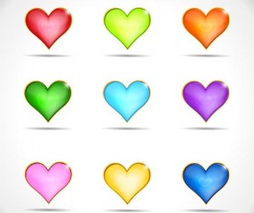 Colored heart icons vector set