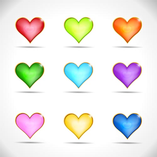 Colored heart icons vector set