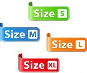Colored size labels vector set 01