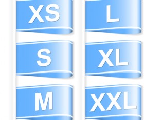 Colored size labels vector set 02