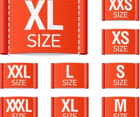 Colored size labels vector set 03