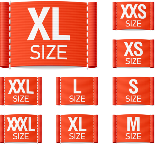 Download Colored size labels vector set 03 free download