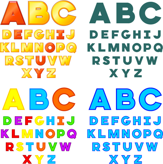 Colorful alphabets vector set 01