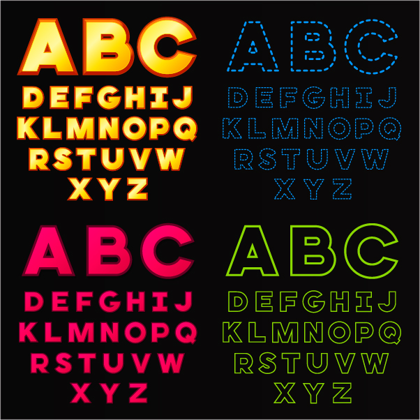 Colorful alphabets vector set 02