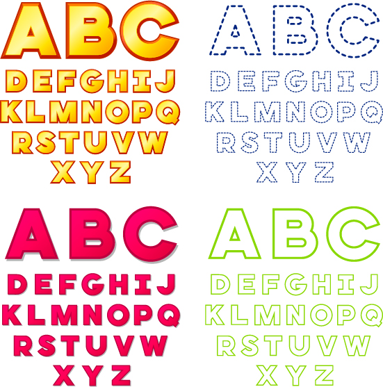 Colorful alphabets vector set 03