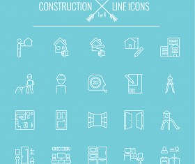 Construction line icon set 01