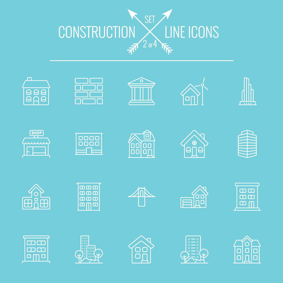 Construction line icon set 02