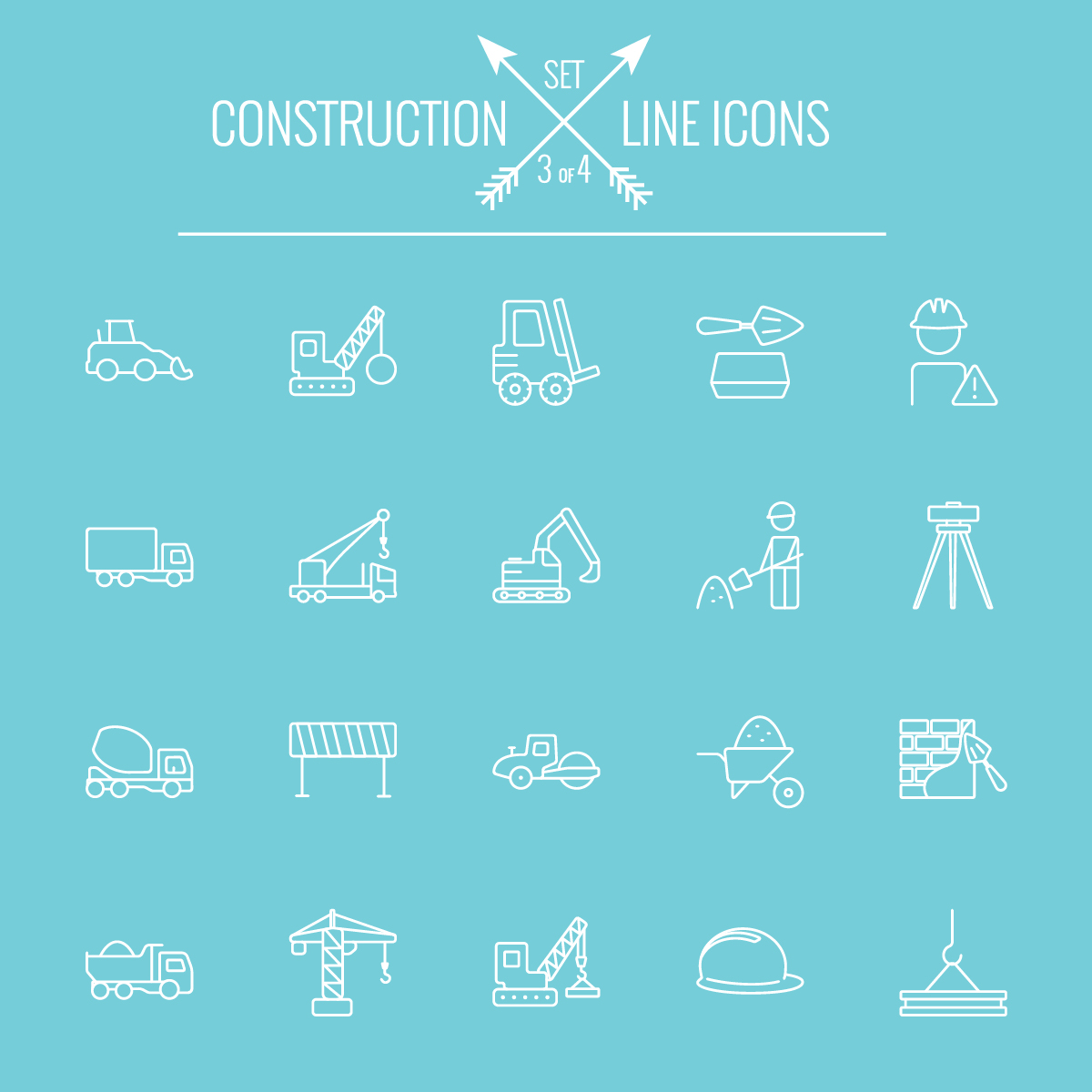 Construction line icon set 03
