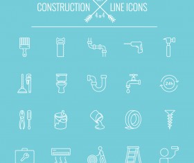 Construction line icon set 04