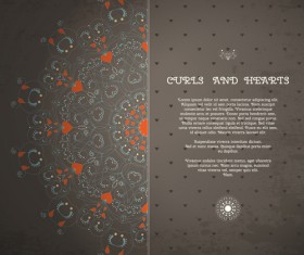 Curls and hearts card vector 01