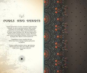 Curls and hearts card vector 02