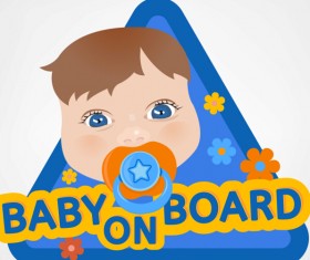 Cute baby sign vector material 01