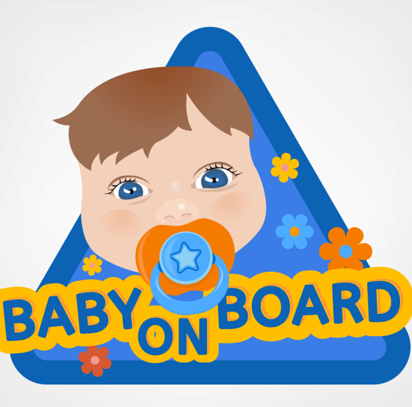 Cute baby sign vector material 01
