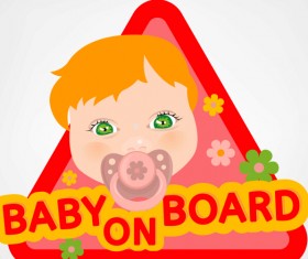 Cute baby sign vector material 02