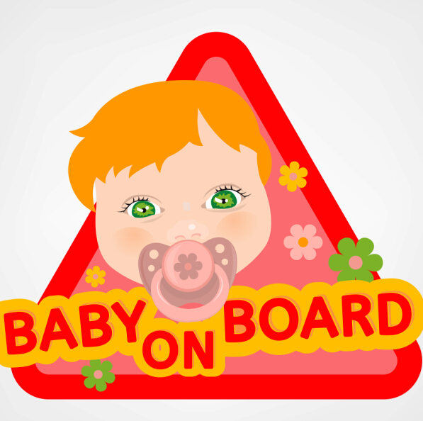 Cute baby sign vector material 02