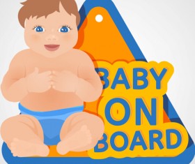 Cute baby sign vector material 03