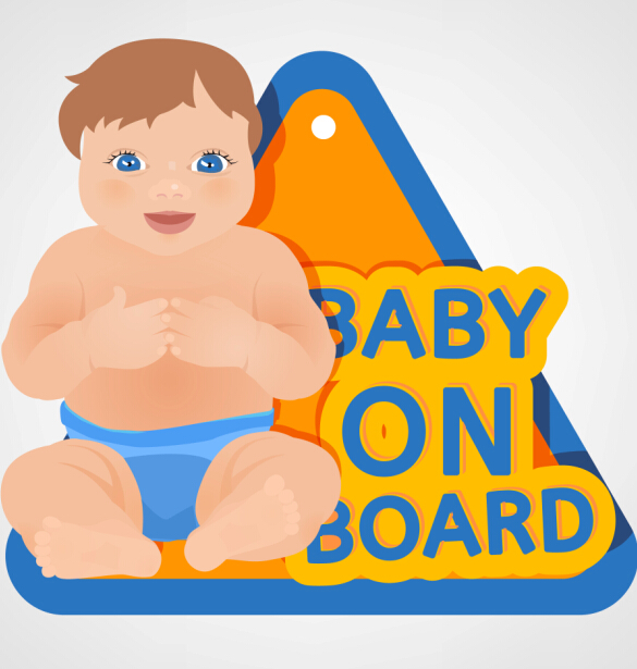 Cute baby sign vector material 03