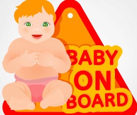 Cute baby sign vector material 04