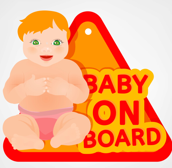 Cute baby sign vector material 04