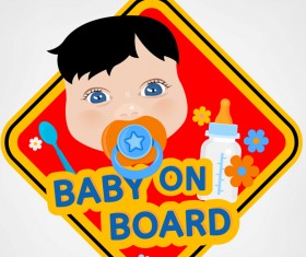 Cute baby sign vector material 05
