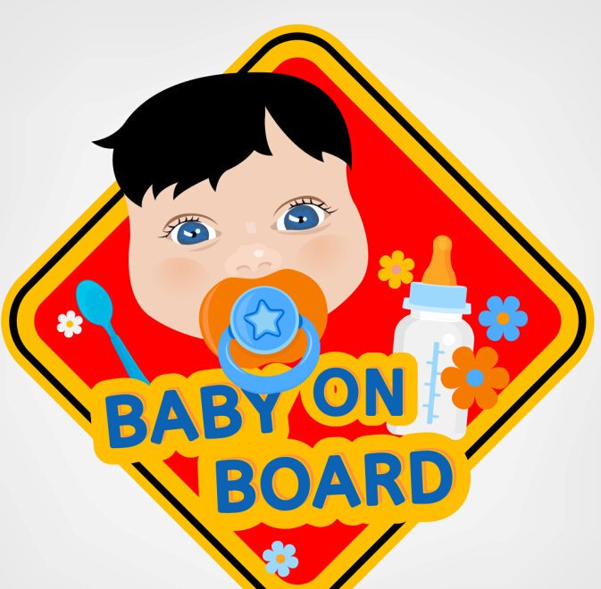 Cute baby sign vector material 05
