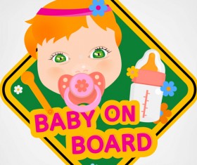 Cute baby sign vector material 06