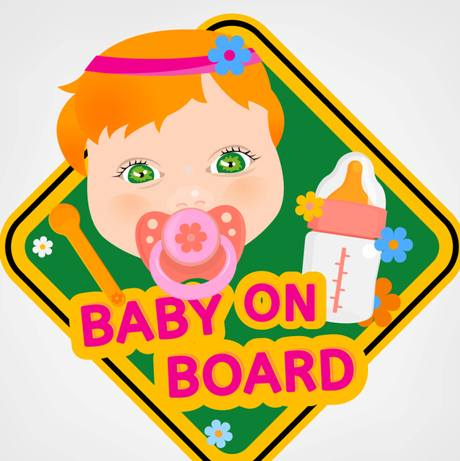 Cute baby sign vector material 06