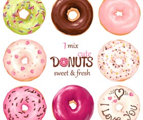 Cute donuts design vectors 01