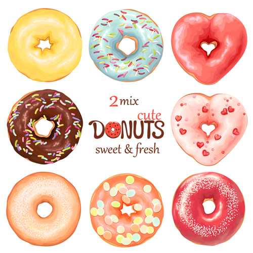 Cute donuts design vectors 02