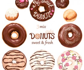 Cute donuts design vectors 03