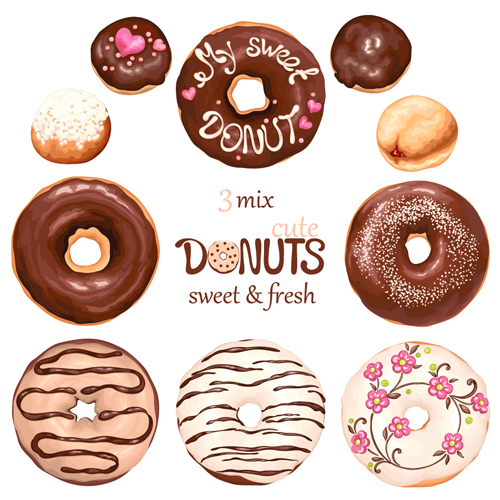 Cute donuts design vectors 03