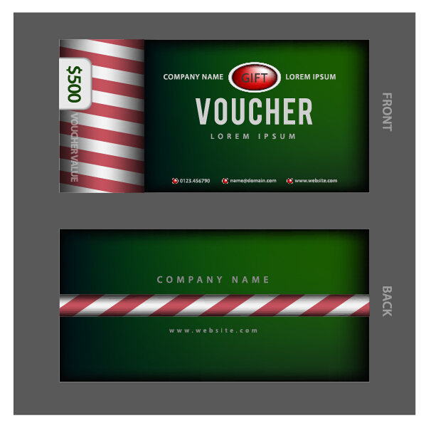 Dark green gift voucher template vector